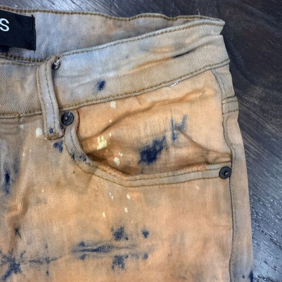 Valabasas Jeans Mens 29 Orange Bleach Wash Flared Leg Mid Rise Stretch Denim - Picture 8 of 13